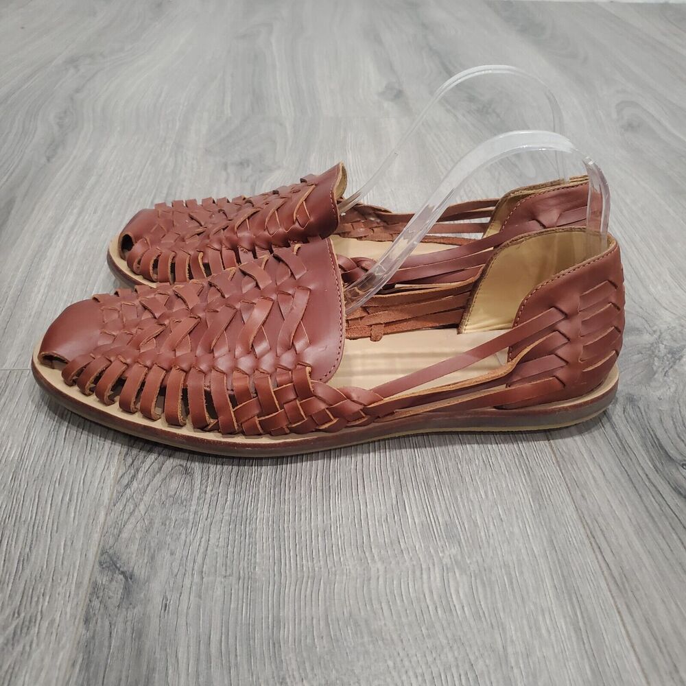 Nisolo Brown Leather Huarache Slip-On Sandals